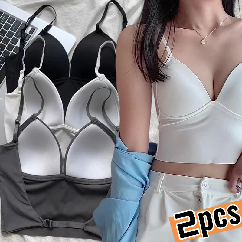 Sexy Women Lingerie Backless Bras Underwear Deep V Low Cut Push Up Bra Intimates Female Breathable Bralette Low Back Invisible