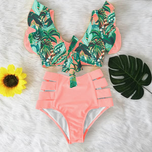 2024 Print Swimwear Women High Waist Bikini Ruffle Swimsuit Push Up Bikinis Set Bathing Suit Beach wear Summer Biquini Female