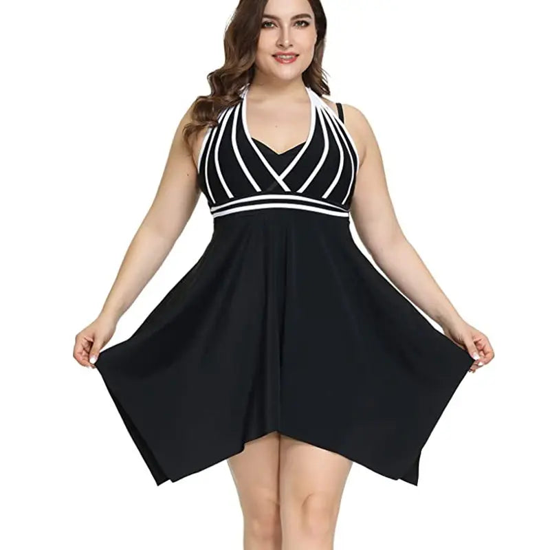 Summer Women's Swimsuit 2024 New Halter Swimdress Plus Size Swimwear Two Piece Tankini Swimsuits