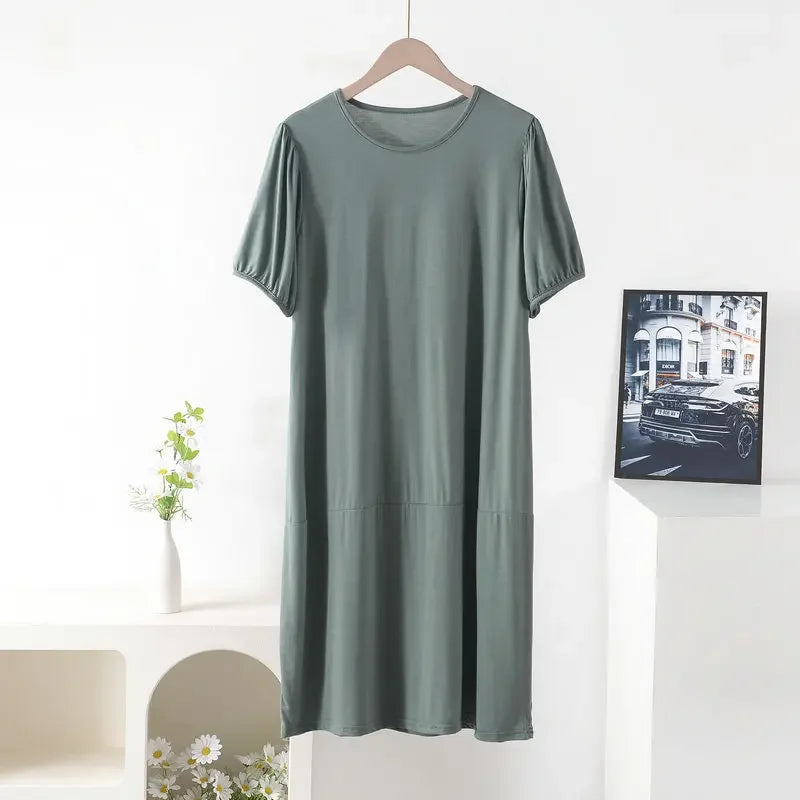 Plus size Summer women's Loose dress short sleeves solid color XL to 8XL  dresses