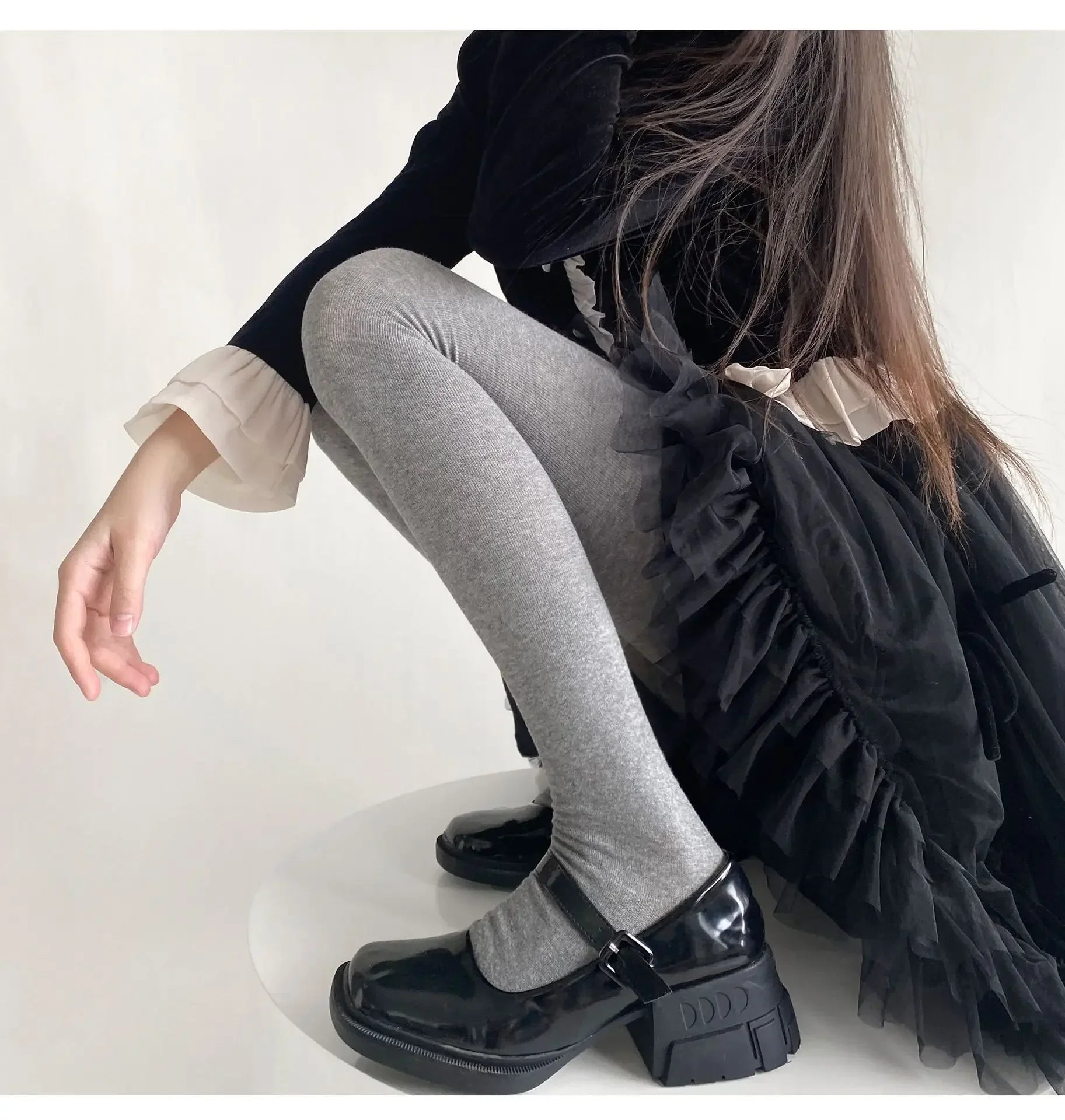 Cotton Thigh High Stockings Pantyhose Tights Women Lingeries Hosiery Lolita Girls Tights Leggings JK Japanese Styles Solid Color