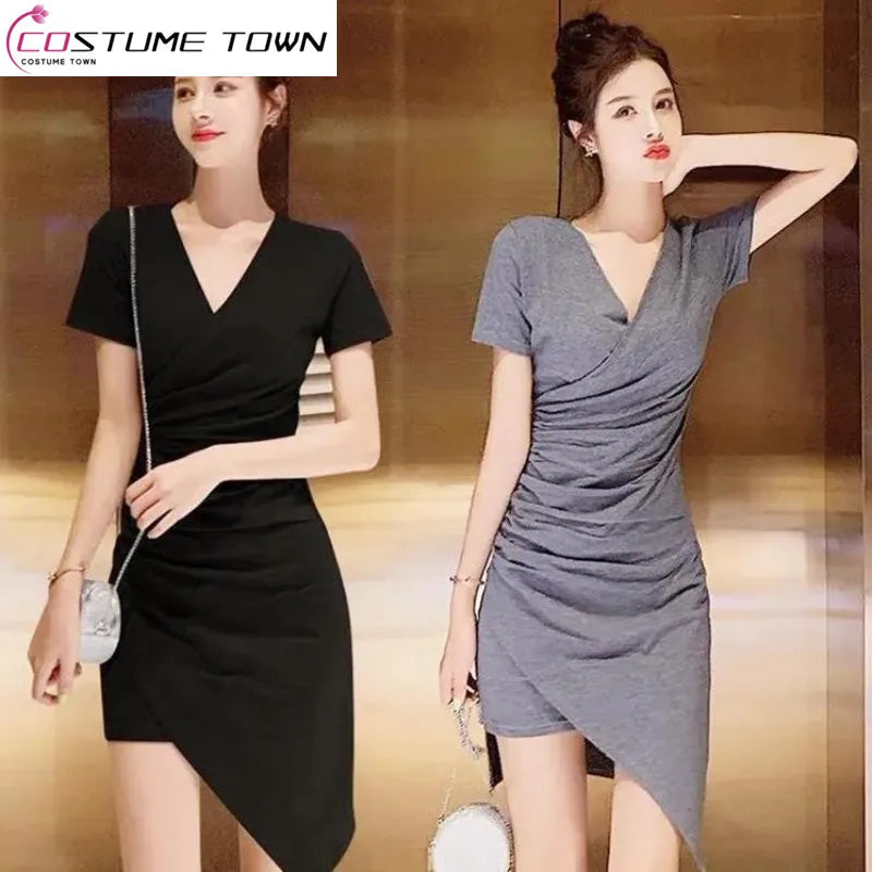 2024 Summer Korean Version New Fashion Sexy Temperament Dresses for Women Slim Fit and Slim Sexy Wrap Hip Skirt Trend