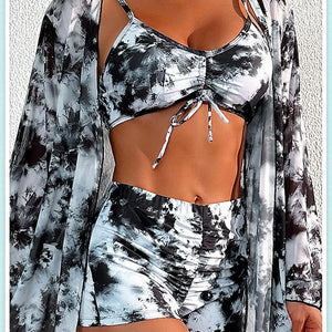 2 Piece Floral Print Bodysuit With Beach Skirt 2024 Women Padded Bikinis Swimwear Female Bathing Swimming Suit Summer Beachwear