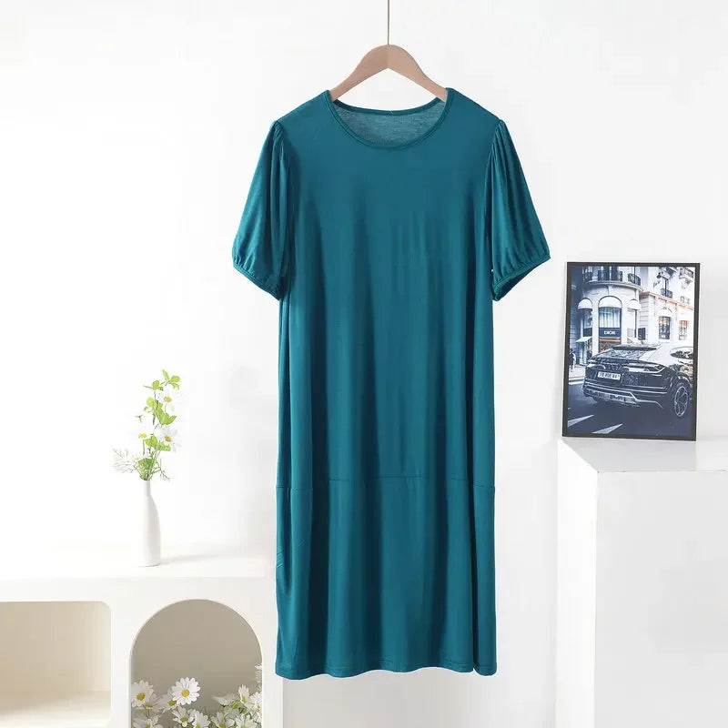 Plus size Summer women's Loose dress short sleeves solid color XL to 8XL  dresses