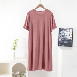 Plus size Summer women's Loose dress short sleeves solid color XL to 8XL  dresses