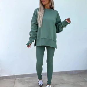 Women Tracksuit Sports Two Piece Set Casual Oversized Sweatshirts And Jogger Pants Set Fleece Sports Suits Workout Outfits Set