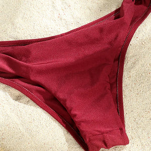 ZRTAK Thong Bikini Women's Swimwear Bikinis 2024 Swimsuit Knot Biquinis Bandage Beachwear Solid Bathing Suit Sexy Bikini Sets