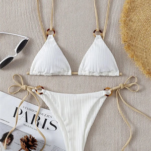 Sexy String Lace-up Micro Triangle Bikinis Set Mini Thong Swimsuits Women Swimwear Bathing Suit Bikini Tanga Mujer Biquinis Swim