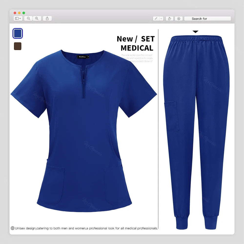 Surgical Uniforms Woman Nursing Sets Pocket Top Jogging Pants Medical Nurse Uniforms Scrubs Clinical Beauty Salon Hospital Suits