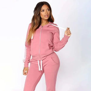 Women Sportswear Two Pieces Set 2023 Autumn Fashion Solid Color Zip Up Sweatshirts Casual Training Jogging Female Outerwear Suit