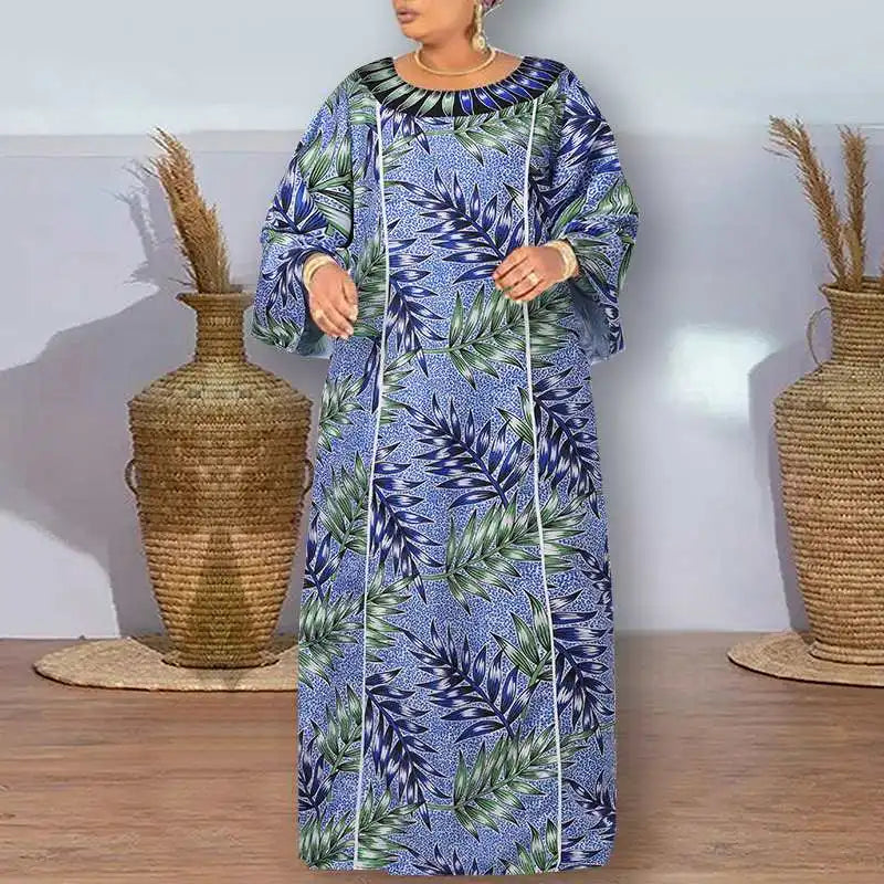 Plus Size 5XL VONDA Women Bohemian Printed Maxi Dress Long Sundress Long Flare Sleeve Casual Loose Elegant Party Vestido Robe