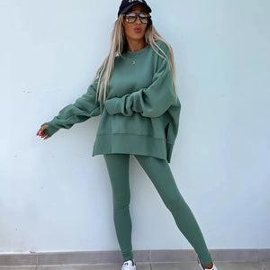 Women Tracksuit Sports Two Piece Set Casual Oversized Sweatshirts And Jogger Pants Set Fleece Sports Suits Workout Outfits Set