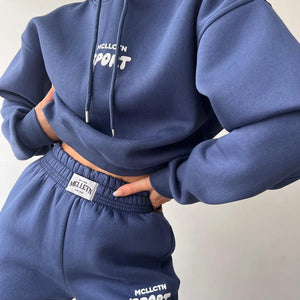 Women Thickened Tracksuit Autumn Winter Warm Hoodies Top Pant Suits Sweatshirts Jogging Pant Outfits Sweatpants 2 Piece Sets