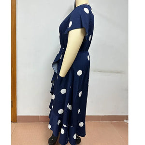 Plus size New polka dot minimalist dress with elastic waist print dress