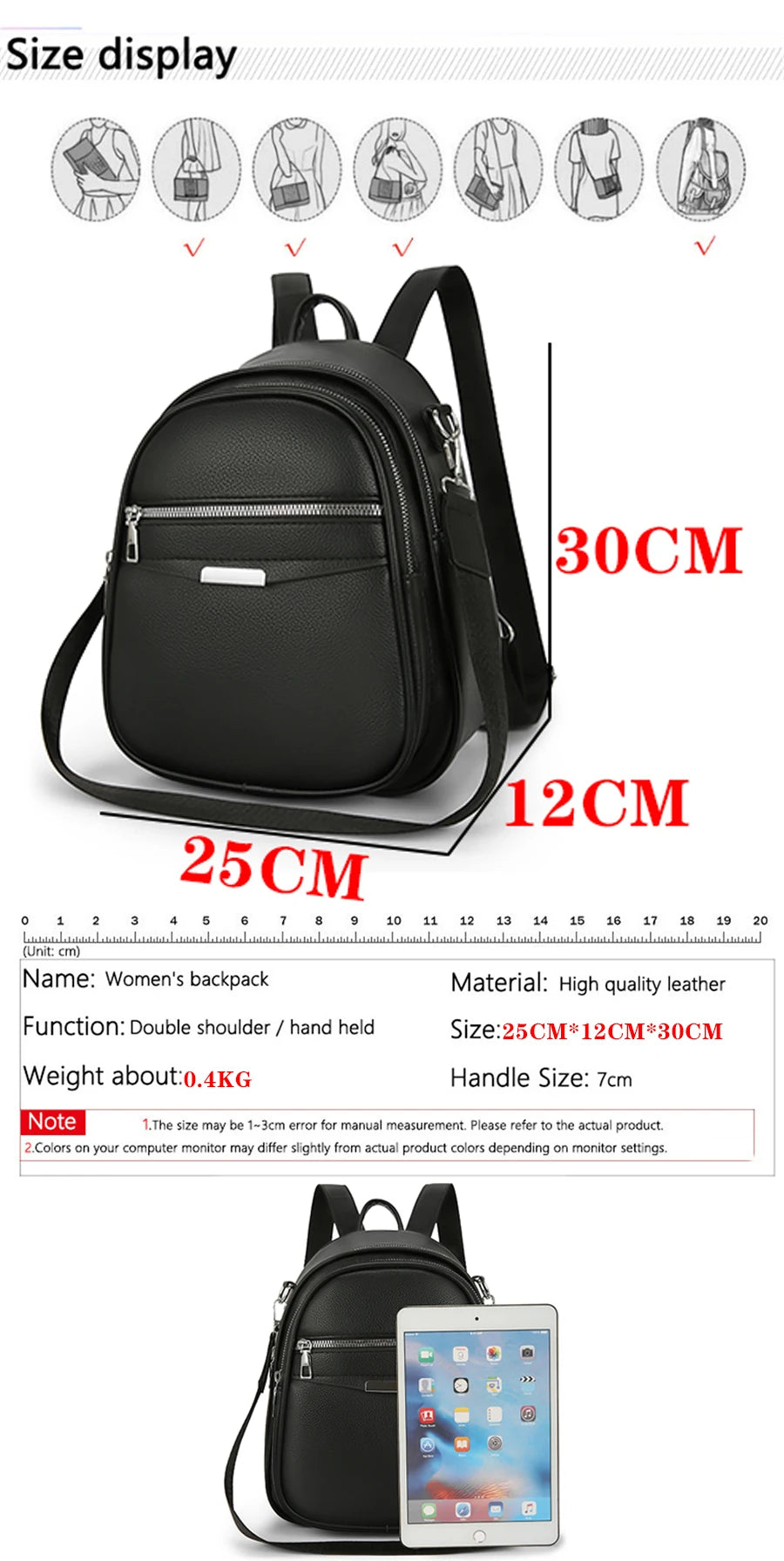 Multi Functional Female Backpack High Quality Leather Mochilas Luxurious Women's Designer Brand Backpacks Travel Bagpack Sac