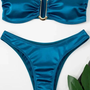 OIINAA Bathing Suit Women Sexy Solid U Shaped Swimwear Strapless Bikini Set Beachwear Female Two-pieces Summer Swimsuit Biquinis