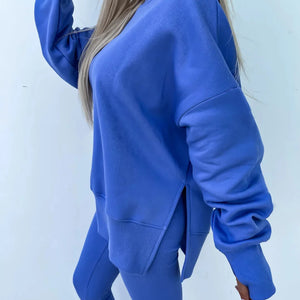 Women Tracksuit Sports Two Piece Set Casual Oversized Sweatshirts And Jogger Pants Set Fleece Sports Suits Workout Outfits Set