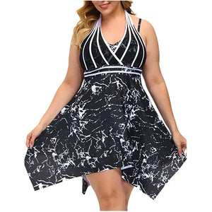 Summer Women's Swimsuit 2024 New Halter Swimdress Plus Size Swimwear Two Piece Tankini Swimsuits