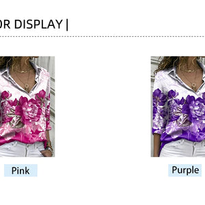 Plus Size 2024 Summer New Women's Printed Pattern Shirt Single Row Button Lapel Long Sleeve Shirt Polyester Material