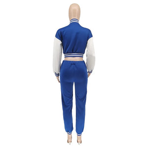 Patchwork Letter Printing Joggers Leisure Two-Piece Set Women's Sports Training Jogging Uniform Baseball Uniform Suit