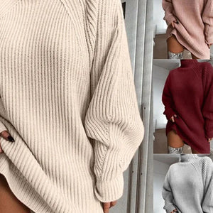 Women Turtleneck Sweater Dress Autumn Solid Long Sleeve Casual Elegant Mini Oversized Knitted Dress Winter Clothes