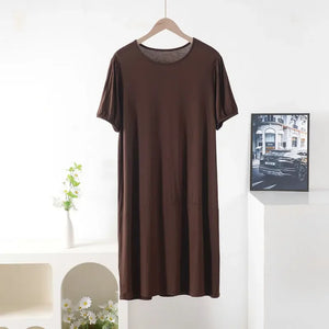 Plus size Summer women's Loose dress short sleeves solid color XL to 8XL  dresses