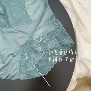 Retro Women High-Rise Underwear High Quality Antibacterial Lady Briefs Panties Female Lingerie Intimates Satin Surface Bow