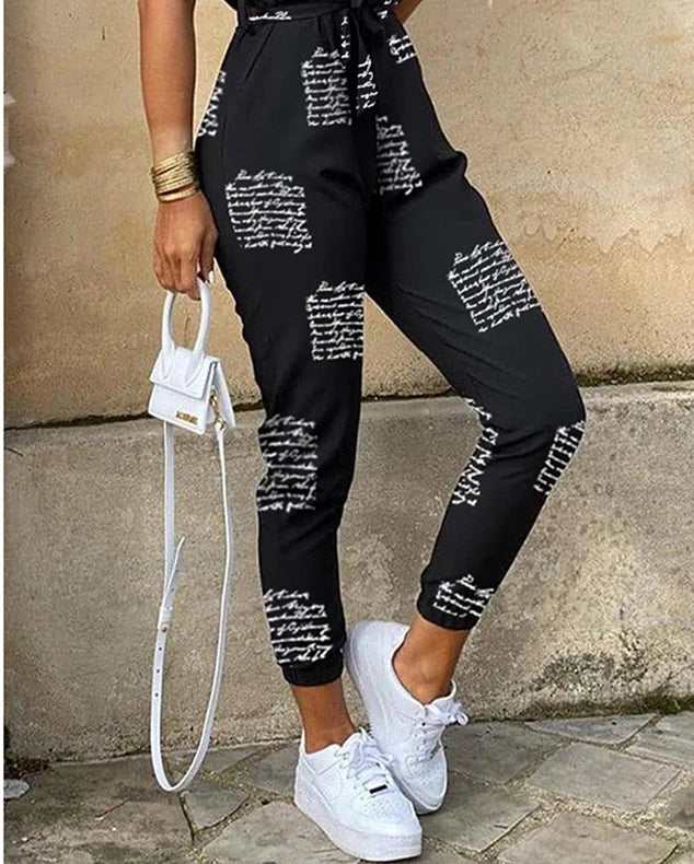 New Summer Jumpsuit Women Elegant Casual Lapel Buckle Printed Female Jumpsuit Woman Trousers Playsuit Overalls Bodysuit Romper