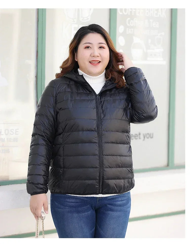 Plus Size 7xl 6xl 5xl Fall Women's Lightweight Water-Resistant Packable Hooded Jackets Autumn Winter Warm Female Down Coats