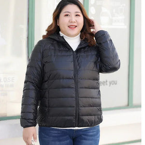 Plus Size 7xl 6xl 5xl Fall Women's Lightweight Water-Resistant Packable Hooded Jackets Autumn Winter Warm Female Down Coats