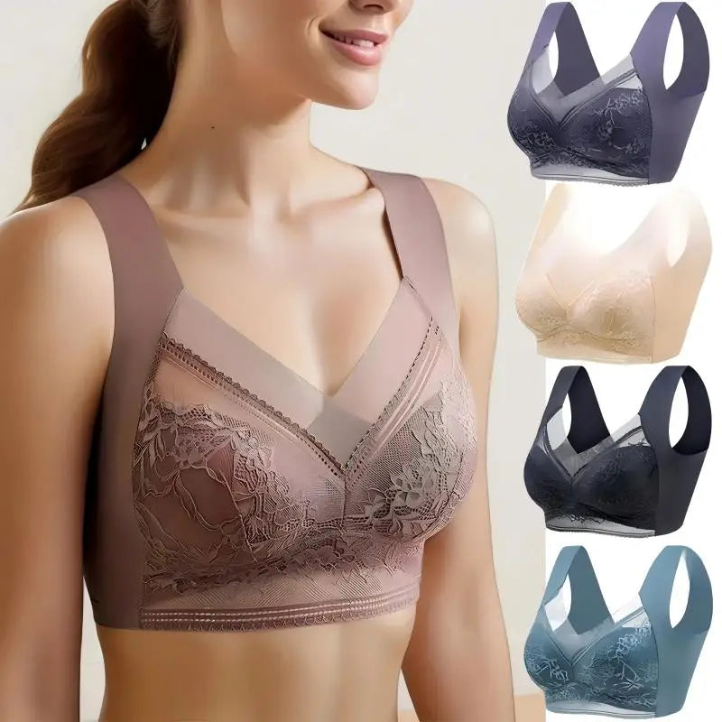 L-6L Women Large Bra Push Up Ice Silk Seamless upper Bralette Lace Wireless Summer Bras Plus Size Top Lingerie Underwear 15019