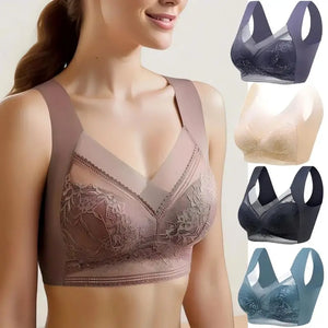 L-6L Women Large Bra Push Up Ice Silk Seamless upper Bralette Lace Wireless Summer Bras Plus Size Top Lingerie Underwear 15019