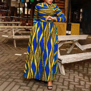 Plus Size 5XL VONDA Maxi Dress 2024 Oversized Women Bohemian Long Sleeve Vintage Printed Sundress Autumn Casual Loose Vestidos