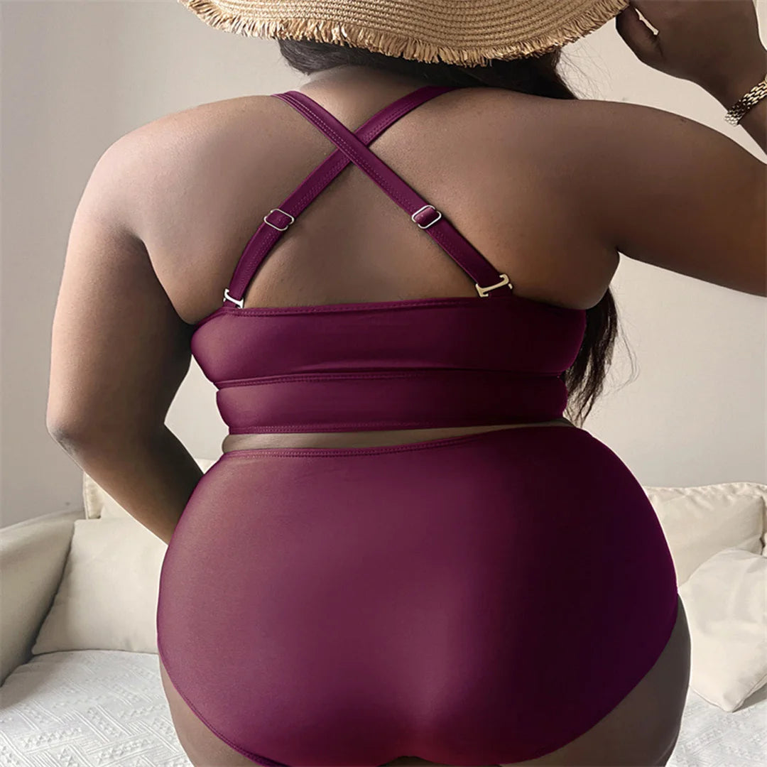 0XL - 4XL Sexy V Neck Bikini Large Size Swimwear Plus Size Women Swimsuit Female Two-pieces Bikini set Bather Bathing Suit V3783