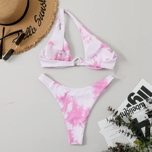 Sexy Micro Bikini 2024 Women Summer One Shoulder Neon High Cut Brazilian Bikini Set Push Up Swimming Suit Swimsuit