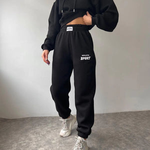 Women Thickened Tracksuit Autumn Winter Warm Hoodies Top Pant Suits Sweatshirts Jogging Pant Outfits Sweatpants 2 Piece Sets