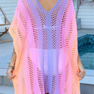 Fashion Hole Beach Cover Ups for Bikini Women Summer Outfit Sundress Sexy Hollow Out Pink Swim Wear Fishnet Split Tunic Pool New