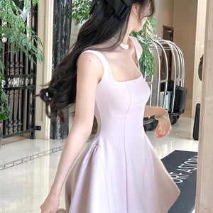 2024 Summer Solid Midi Dress Women French Elegant Holiday Party Dresses A-line Prom Robe Wedding Vestidos Ladies Clothes New