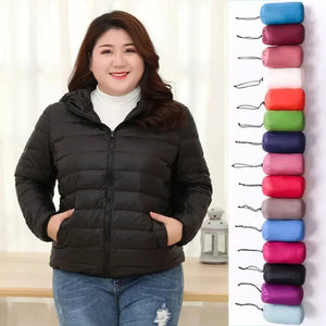 Plus Size 7xl 6xl 5xl Fall Women's Lightweight Water-Resistant Packable Hooded Jackets Autumn Winter Warm Female Down Coats