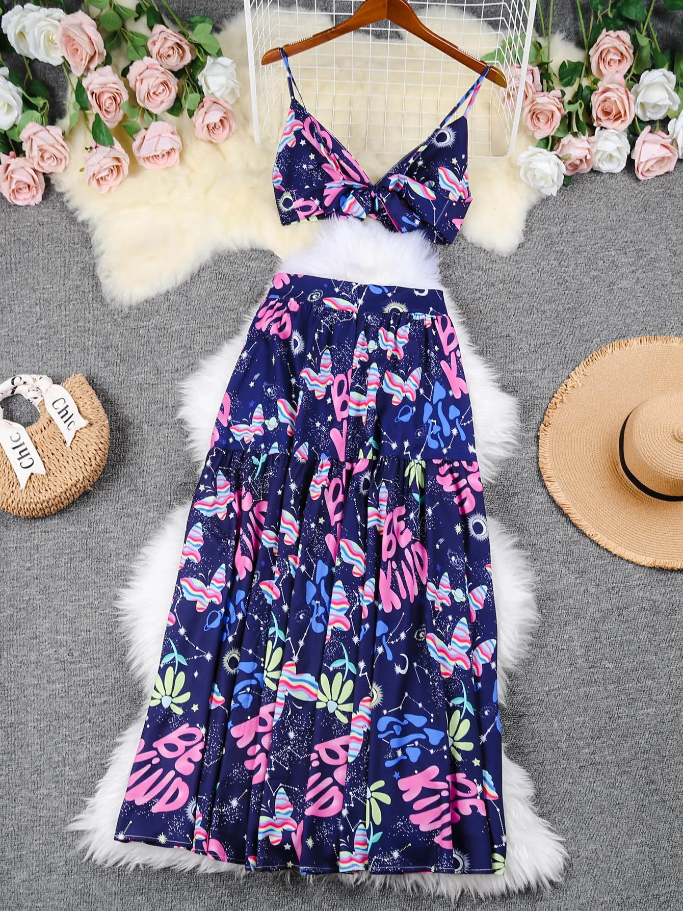 Dress Women Summer V Neck Spaghetti Strap Floral Sleeveless Casual Split Long Maxi Dress Halter Cover Up