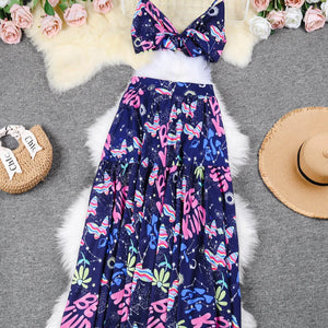 Dress Women Summer V Neck Spaghetti Strap Floral Sleeveless Casual Split Long Maxi Dress Halter Cover Up