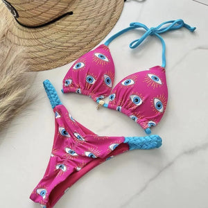 2024 Women Bikini suit Sexy Strap Printed Swimsuit