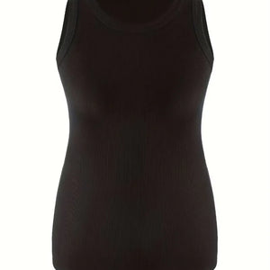 Plus Size 1XL-5XL Women's Ribbed Thick Strap Low Cut Tight Slim Fitted Sporty Workout Tank Tops