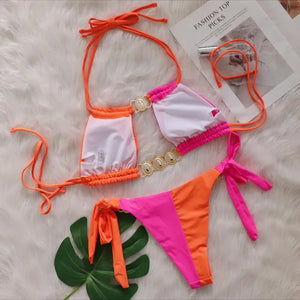 Pink Sexy Bikinis Swimsuit With Rhinestones Women Swimwear Female Push Up Bikini Beach Swim Wear Bathing Suits Pool Bather 2024