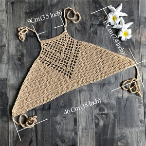 Hand Crochet Bikini Womens Sexy Beach Handmade Crochet Wrap Neck Bikini Bra Swimwear Swimwear Beachwear Womens Tops