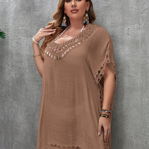 CROCHET BIKINI Plus Size Beach Tunic Women Swimwear Summer Sun Protection Clothes Cover Up Swim Beach Dress