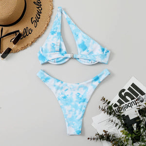 Sexy Micro Bikini 2024 Women Summer One Shoulder Neon High Cut Brazilian Bikini Set Push Up Swimming Suit Swimsuit