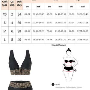 Women's High Waisted Bikini Sets Deep V Neck Push Up Two Piece Swimsuits Color Block Bikinis High Cut Bathing Suits