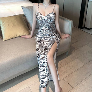 Summer Fashion Women Robe Sexy Sexy Goddess Split Long Dress Elegant Sweet Sexy Korean Women 2023 Spice Girls Dresses Y0XS