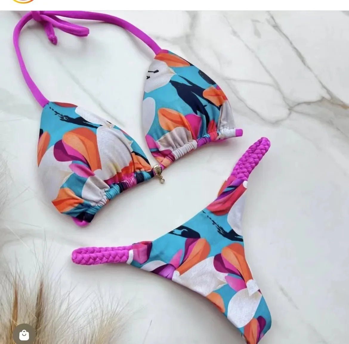 2024 Women Bikini suit Sexy Strap Printed Swimsuit